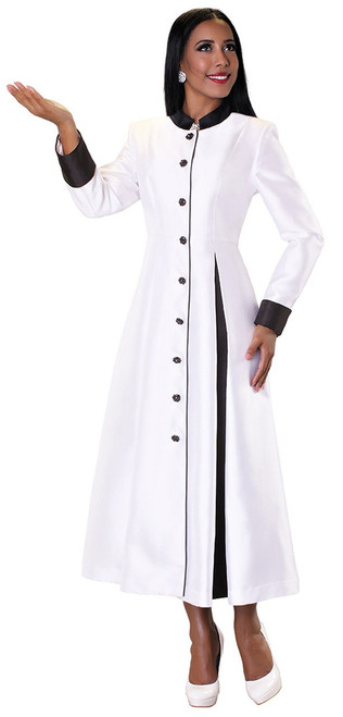 03. Ladies 1-Piece Preaching Robe Dress In White & Black