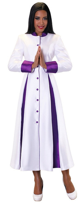 03. Ladies 1-Piece Preaching Robe Dress In White & Purple