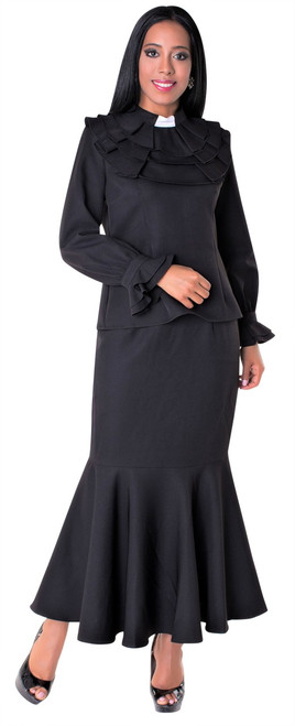 01. Ladies 2-Piece Preaching Skirt Set In Black