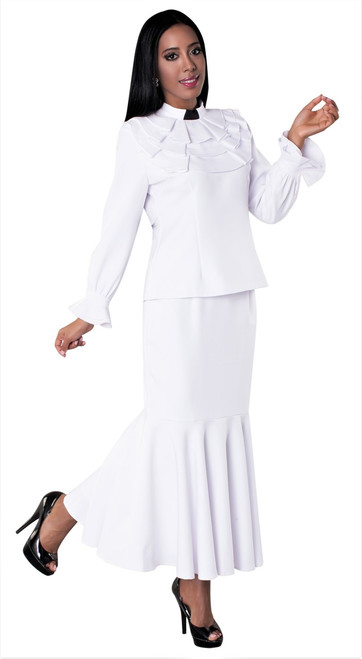 01.  Ladies 2-Piece Preaching Skirt Set  in White