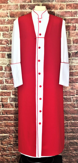 Men's Adam Clergy Robe & Chimere Set in White & Red