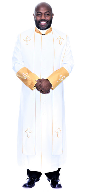 Men's Asbury Clergy Robe & Stole Set In White & Gold