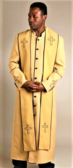 Men's Trinity Clergy Robe & Stole Set In Gold & Black