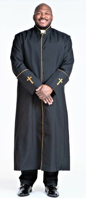 Men's Preacher Clergy Robe in Black & Gold
