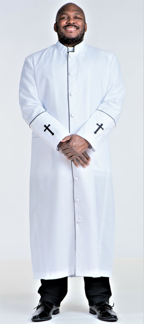 Men's Preacher Clergy Robe in White & Black