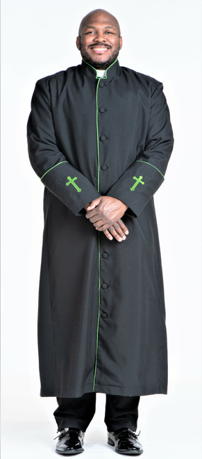 CLOSEOUT: Men's Preacher Clergy Robe in Black & Green