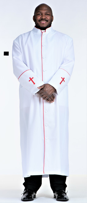 Men's Preacher Clergy Robe in White & Red