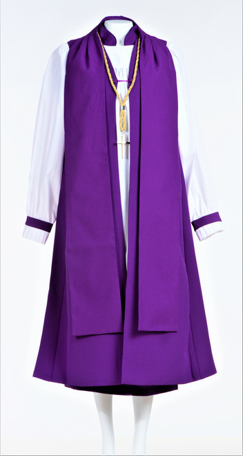 0001 Ladies Bishop Vestment In Purple -  8 Pieces Included