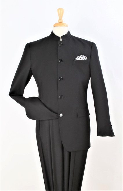 Men's 5-Button Banded Collar Clerical Suit - 3 Colors Available