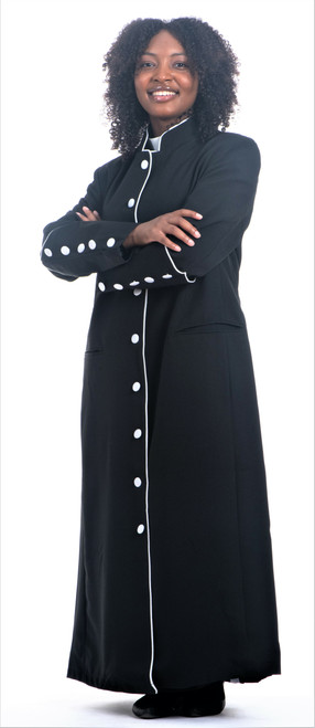 Ladies Rachel Clergy Robe In Black & White