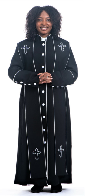 Ladies Rachel Clergy Robe & Stole In Black & White