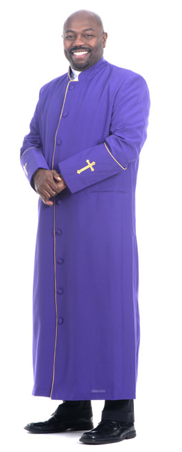 Men's Preacher Clergy Robe in Purple & Gold