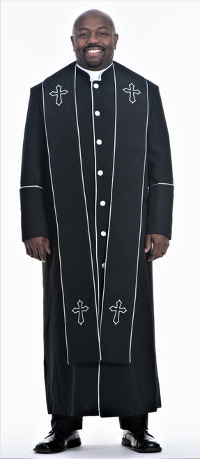 Men's Adam Clergy Robe & Stole in Black & White
