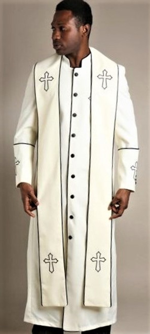 Men's Trinity Clergy Robe & Stole Set In Cream & Black