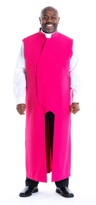 Full-Length Double Breasted Apron in Fuchsia
