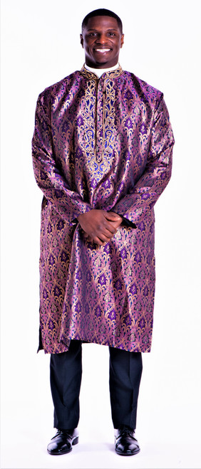 Designer Clergy Kurta in Purple & Gold
