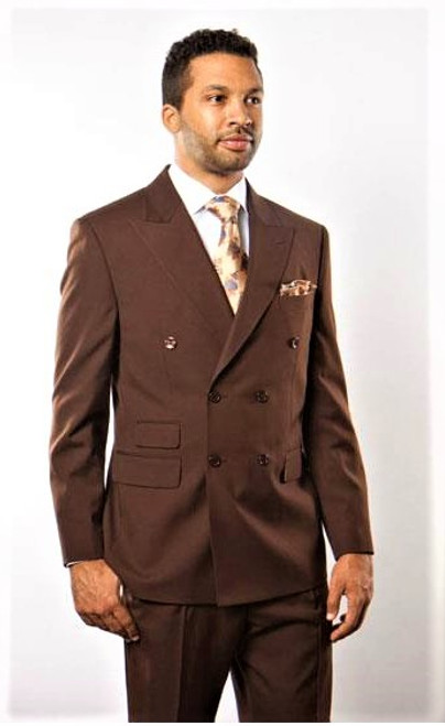 CLOSEOUT: 6x2 Double Breasted Suit in Brown (Limited Sizes Available)