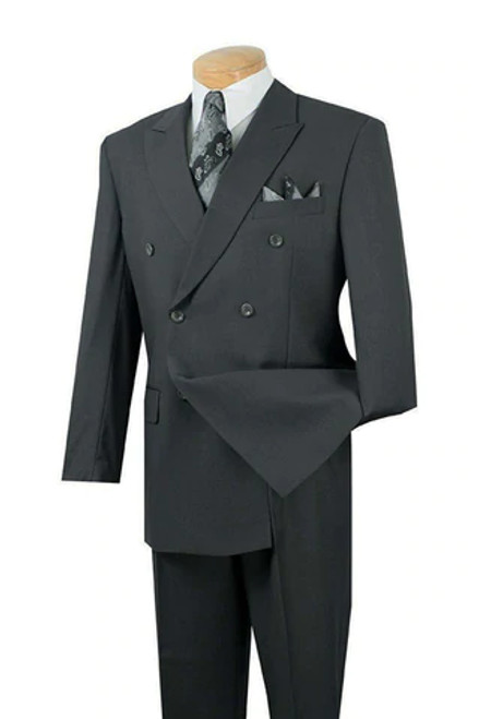 CLOSEOUT: 6x2 Double Breasted Suit in Black (Limited Sizes Available)