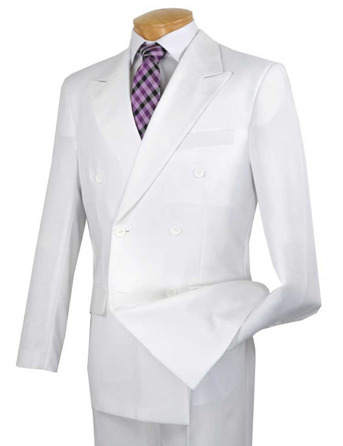 CLOSEOUT: 6x2 Double Breasted Suit in White (Limited Sizes Available)
