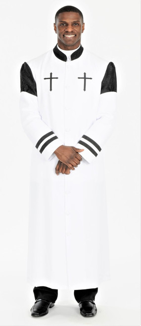 Hoshea Clergy Robe For Men In White & Black