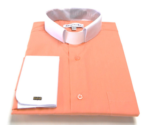 Two-Tone French Cuff Clergy Shirt In Coral