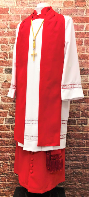 Men's Non-Denominational Vestment in Red - 5 Pieces Included