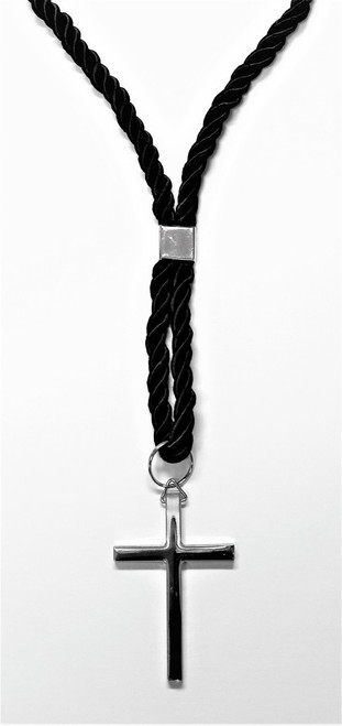Black Braided Cord & Silver Cross Set