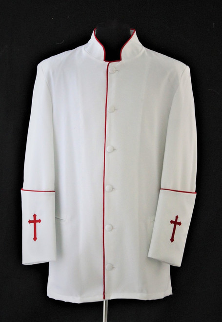 Men's Preacher Clergy Jacket in White & Red