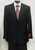 Closeout: (1) Size 42L Black Wool-Feel 2-Button Solid Suit w/ Vest