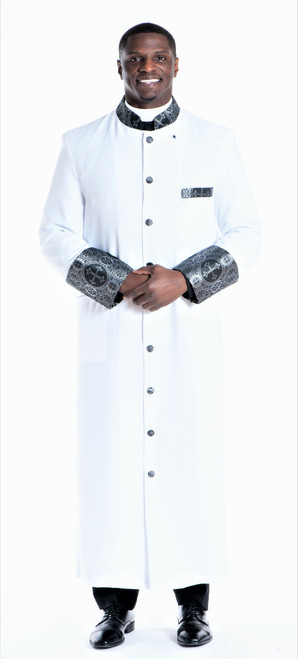 Men's Joseph Clergy Robe In White & Silver
