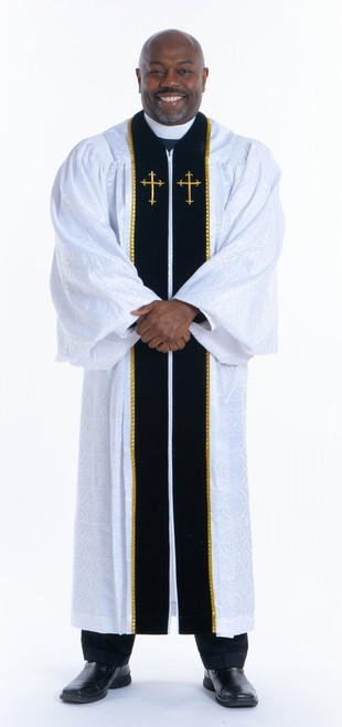 Men's JT Wesley Pulpit Robe in White & Black