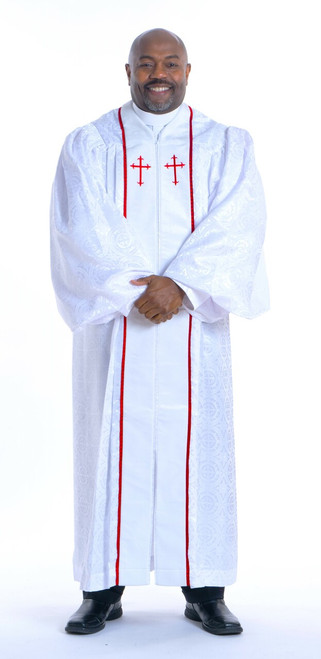 Men's JT Wesley Pulpit Robe in White & Red