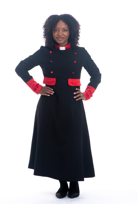 Modern Evangelist Clergy Dress In Black & Red