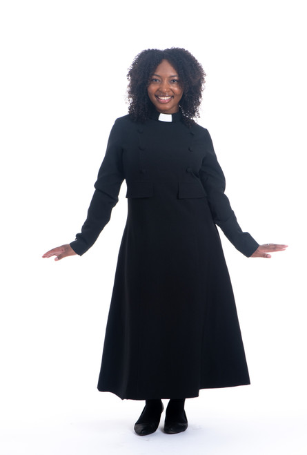 Modern Evangelist Clergy Dress In Solid Black