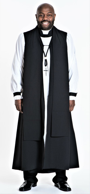 0001. Men's Pastor Vestment In Black - 8 Pieces Included