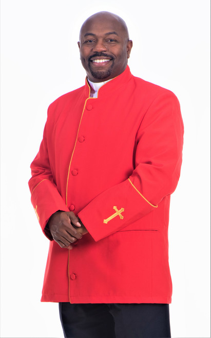 Men's Preacher Clergy Jacket in Red & Gold
