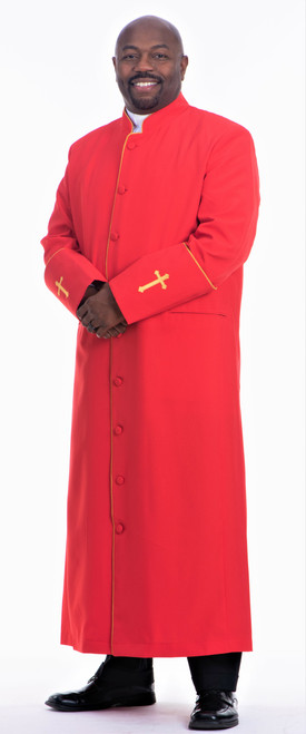 CLOSEOUT: Men's Preacher Clergy Robe in Red & Gold
