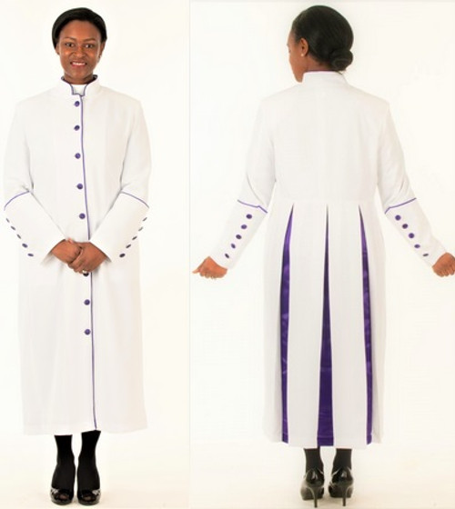 Rachel Clergy Robe In White & Purple