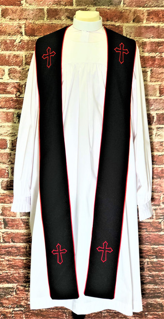 Trinity Clergy Stole in Black & Red