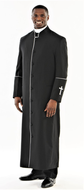 Men's Preacher Clergy Robe in Black & White