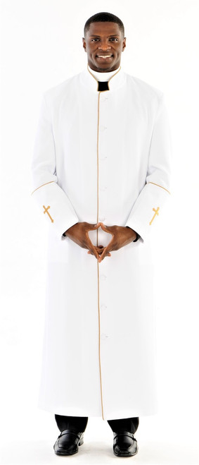 Men's Preacher Clergy Robe in White & Gold
