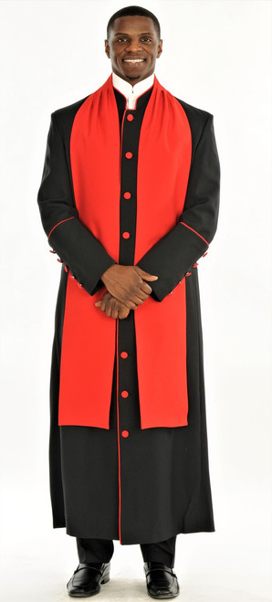 Men's Adam Clergy Robe & Tippet in Black & Red