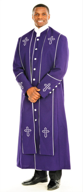 Men's Trinity Clergy Robe & Stole Set In Purple & White