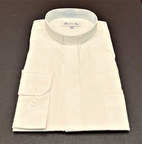 Men's Tab Collar Clergy Shirt In White