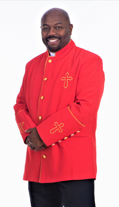Trinity Clergy Jacket In Red & Gold