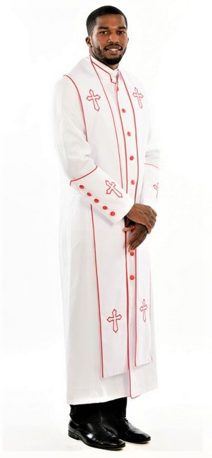 Men's Trinity Clergy Robe & Stole Set In White & Red