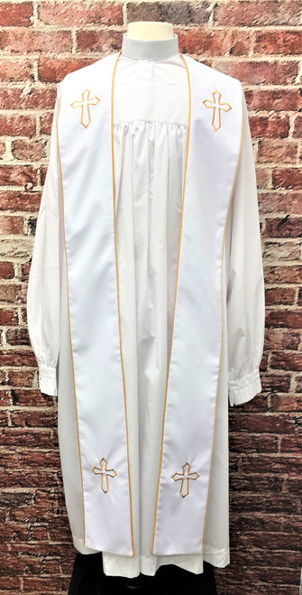 001. Trinity Clergy Stole in White & Gold