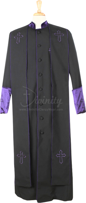Men's Asbury Clergy Robe & Stole Set In Black & Purple