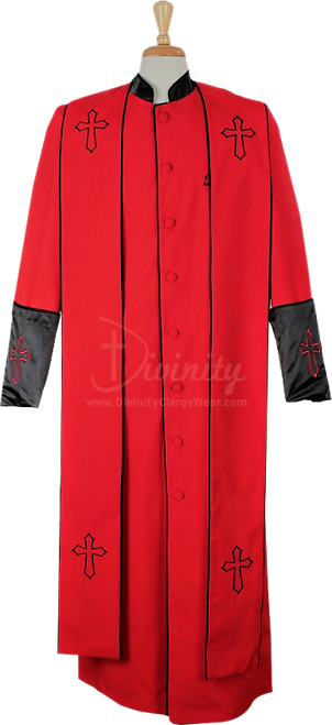 Men's Asbury Clergy Robe & Stole Set In Red & Black